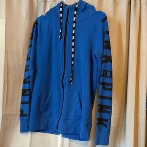 PINK Victoria's Secret Blue Hoodie with Black Accents